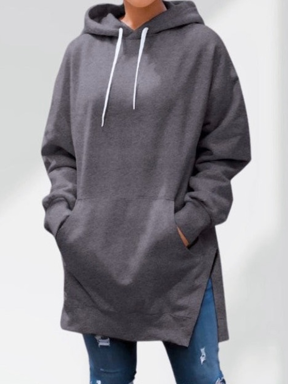 The Warmy Womens Charcoal Oversized Hooded Dress with Pocket New in bag